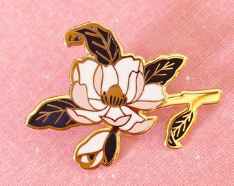 Magnolia Hard Enamel Pin- Standard A Grade