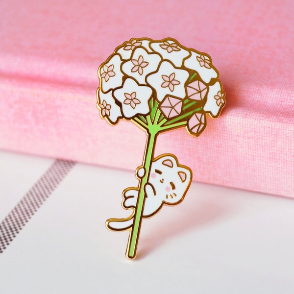 Swinging Hoya Bloom Kitty - Hoya Flower Cat Hard Enamel Pin- A Grade