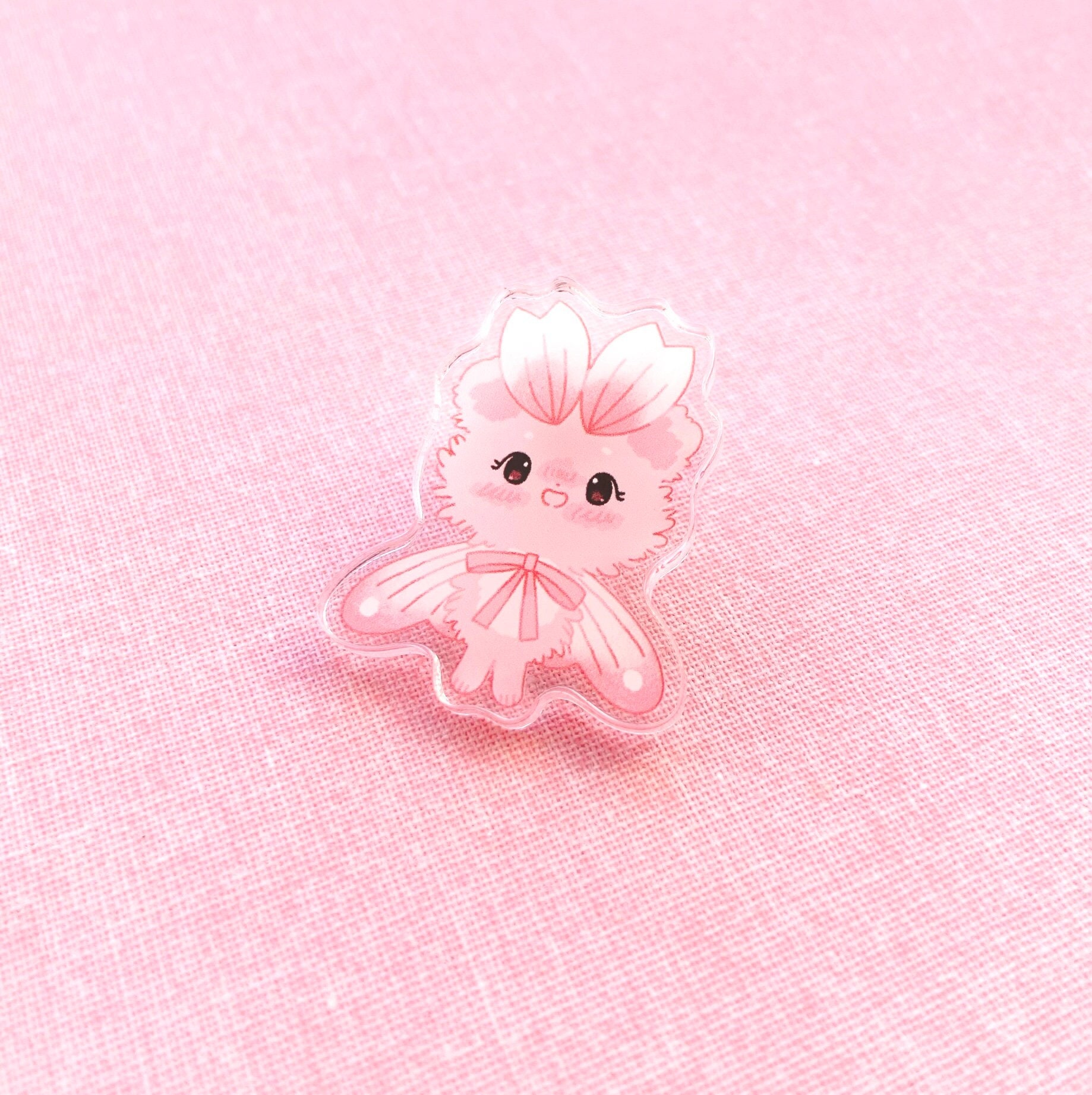 Pink Petal Mousemoth Acrylic Pin - Standard (A) Grade