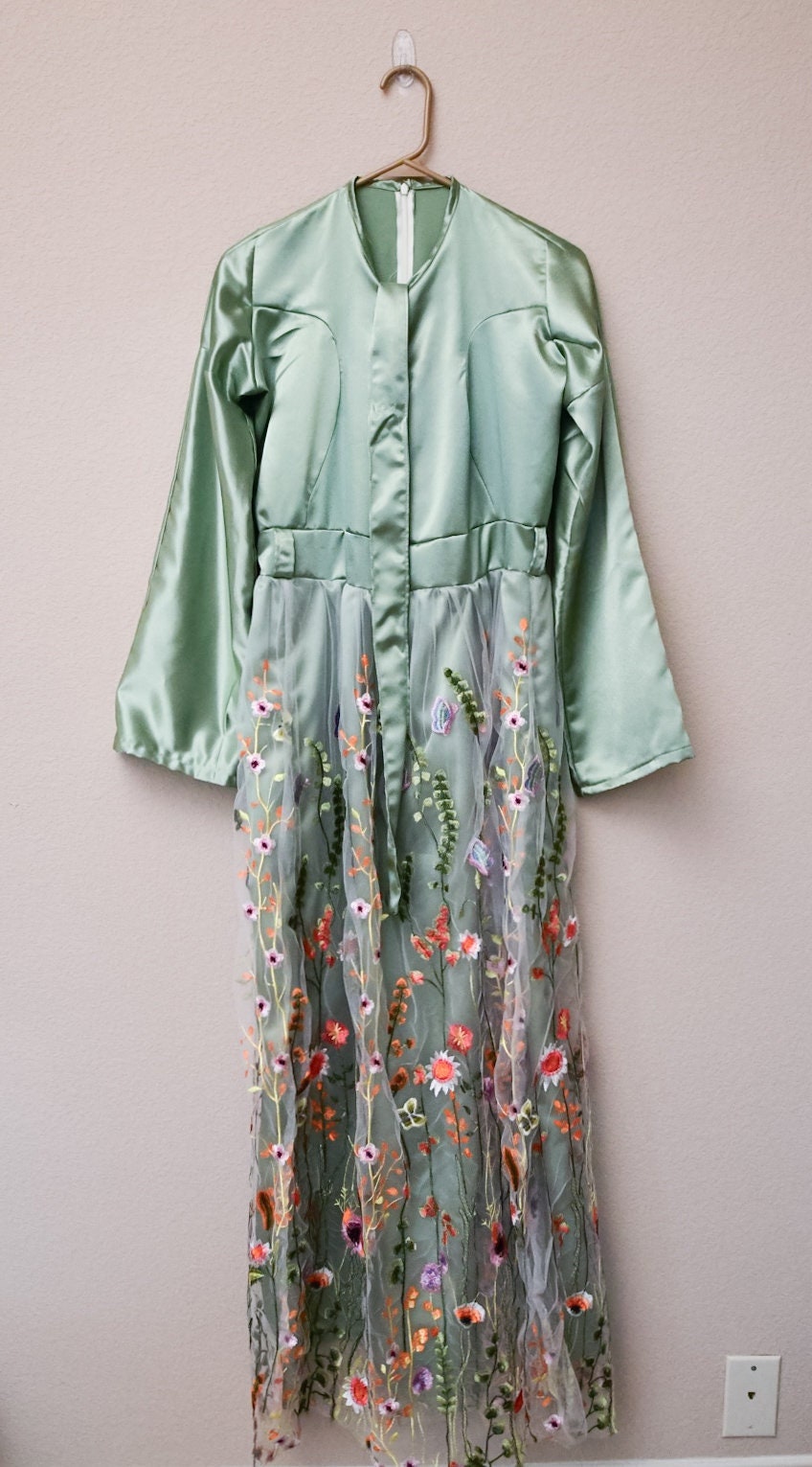 green emerald velvet dress Sage Green Criss Cross Satin Maxi Dress Medium