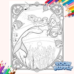 Mermaid Adult Coloring Page