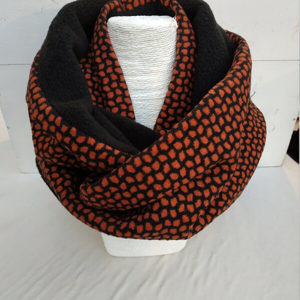 Tour de cou ou Snood orange et noir