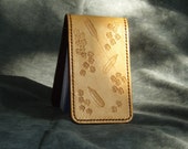 Leather notepad / card holder hand tooled natural veg tan