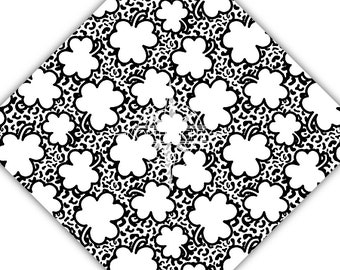 Black and White Clovers Adhesive Vinyl, Black And White Vinyl, Adhesive Vinyl, Sublimation Sheet, Clear Cast Vinyl, St Patrick's Day Vinyl