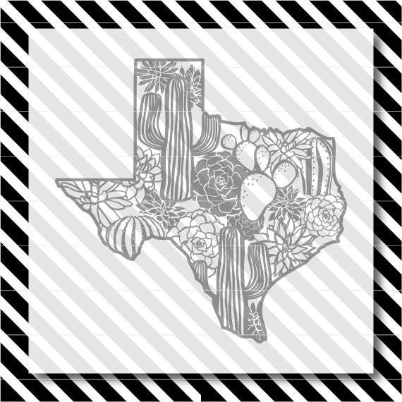 Texas Cactus Svg Cut File Succulent Texas Cutfile Texas Etsy