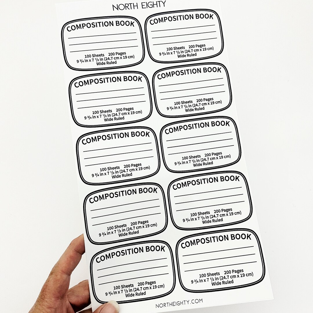 Composition Book Vinyl Decals, Notebook Decal, Decal Sheet, Sticker Sheet, Notebook Sticker