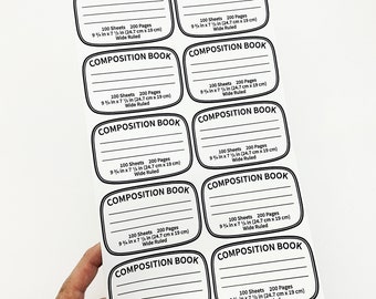 Composition Book Vinyl Decals, Notebook Decal, Decal Sheet, Sticker Sheet, Notebook Sticker, Composition Book Sticker, Tumbler Decal