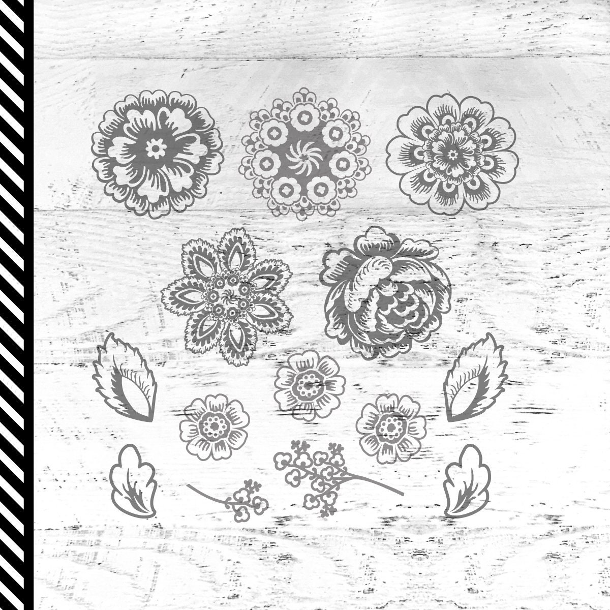 Download Floral Svg Cut File Flowers Art Design Pack Svg Floral Etsy