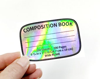 Holographic Composition Book Vinyl Decal, Notebook Decal, Single Decal, Holographic Sticker, Notebook Sticker, Composition Book Sticker