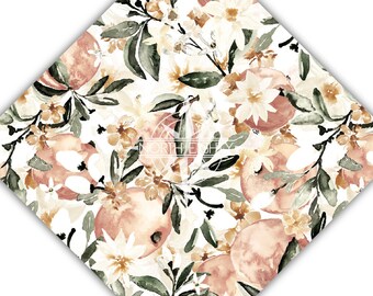 Printed Vinyl, Botanical Oranges and Flowers Watercolor Vinyl, Oranges Craft Vinyl, Oranges Patterned Adhesive, htv, Sublimation Transfer