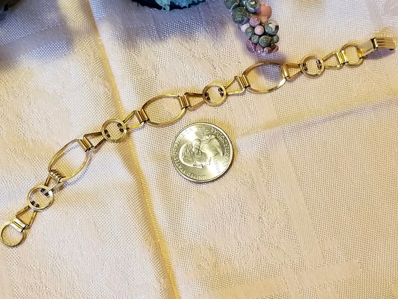 Provident Stock Co PR ST CO 12k Gold Filled Link Bracelet Vintage Art Deco 1930/'s Excellent Condition