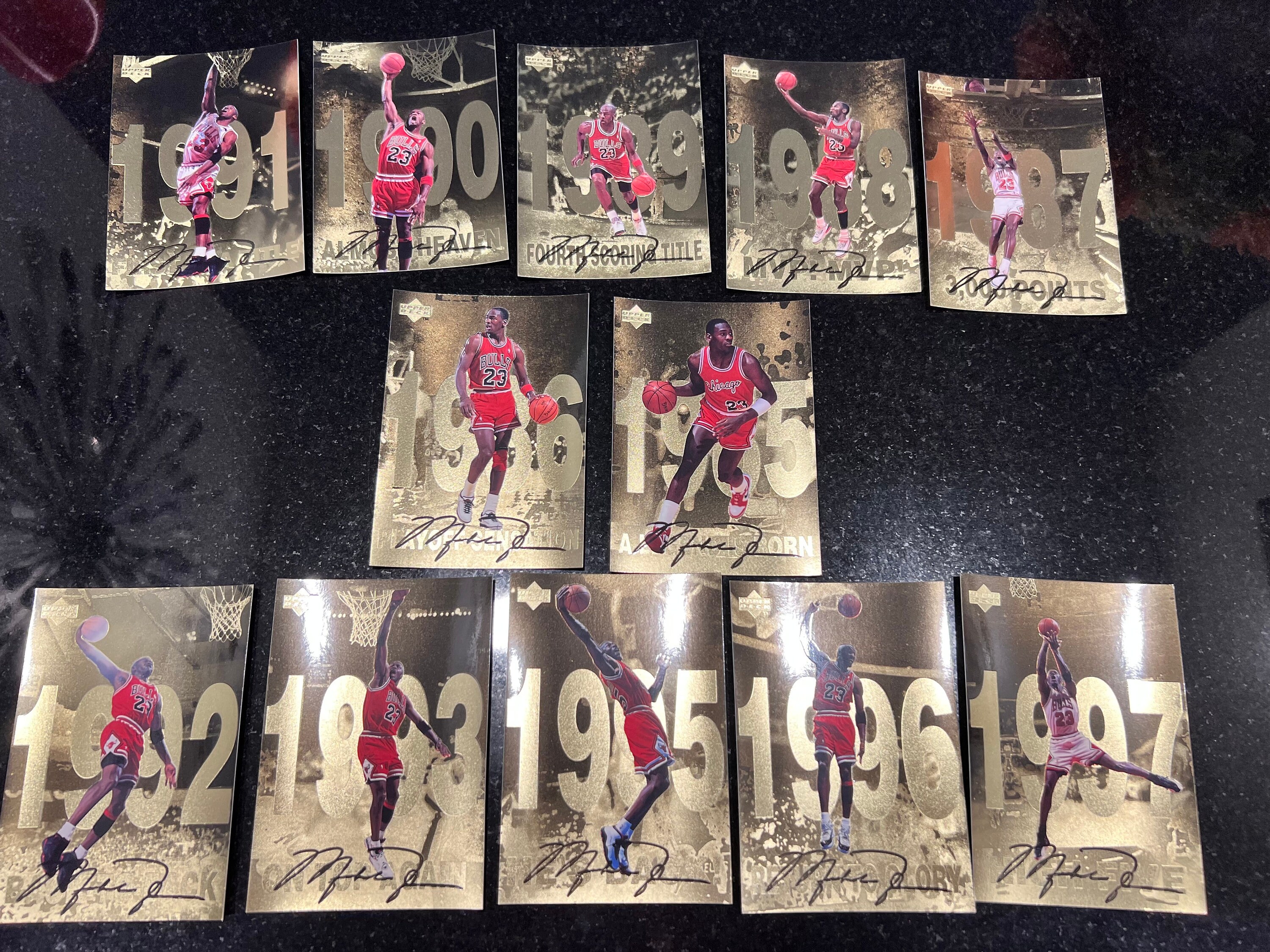 Michael Jordan Upper Deck Gold Refractor Cards Full Set of