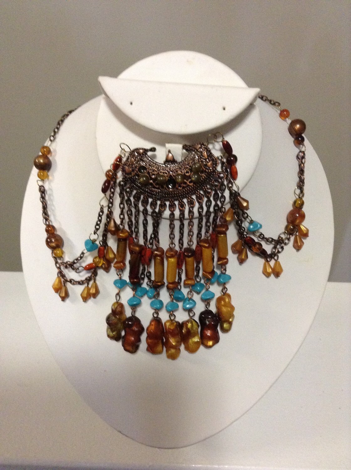Used]Vintage 1940's Studded Necklace Bronze Color Indian