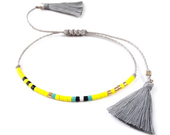 Beaded Adjustable Bracelet, Kawaii Bracelet, Summer String Bracelet, Thread Bracelet, BFF Friendship Cord Bracelet, Colorful Beachy bracelet