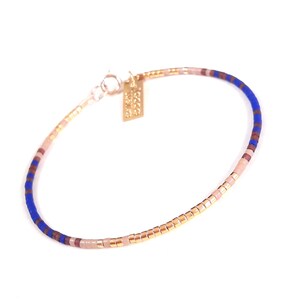 Birthday Gifts for Women, Beaded Bracelets, Friendship Bracelet, Gold Bead Bracelet, Brown Gold Blue Fall bracelet, Dainty Everyday Bracelet image 3