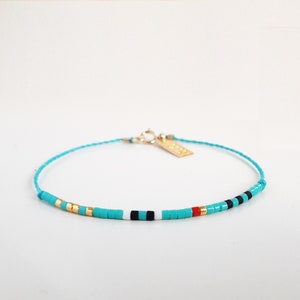 Dainty Turquoise Seed Bead Bracelet: Delicate Summer Jewelry