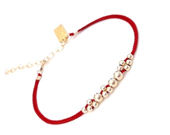 Red String Bracelet, Bubble Bead Bracelet, Simple gold bracelet, Dainty Jewelry, Dainty Bracelet, Gold Bar Bracelet, Minimalist bracelet