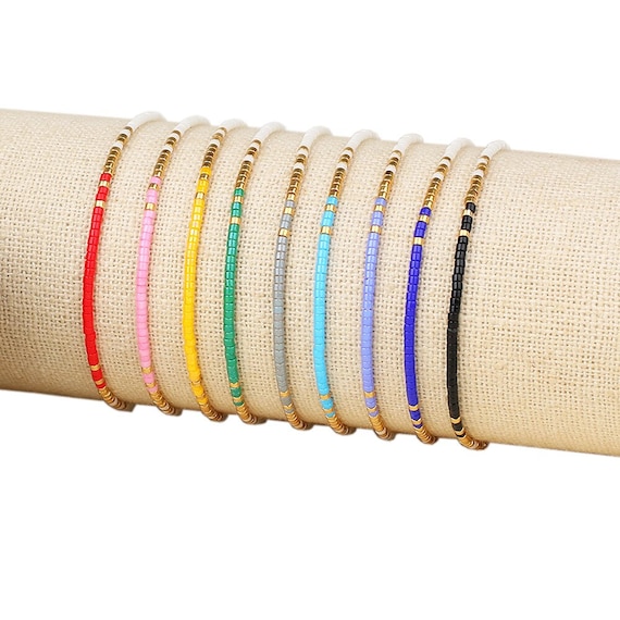 Tiny Beaded Bracelet, String Bracelet, Delicate Colorful Beaded Bracelet,  Tiny Beaded Minimalist Bracelet, Boho Bracelet, Colorful Bracelet 