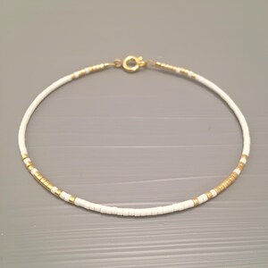 White Minimalist Bracelet Dainty Jewelry Gift for Girl Gold Dainty Bracelet Best Friend Gift for Sister Minimal Jewelry Tiny Gold Bracelet