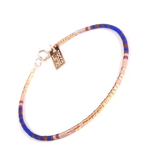 Birthday Gifts for Women, Beaded Bracelets, Friendship Bracelet, Gold Bead Bracelet, Brown Gold Blue Fall bracelet, Dainty Everyday Bracelet image 8