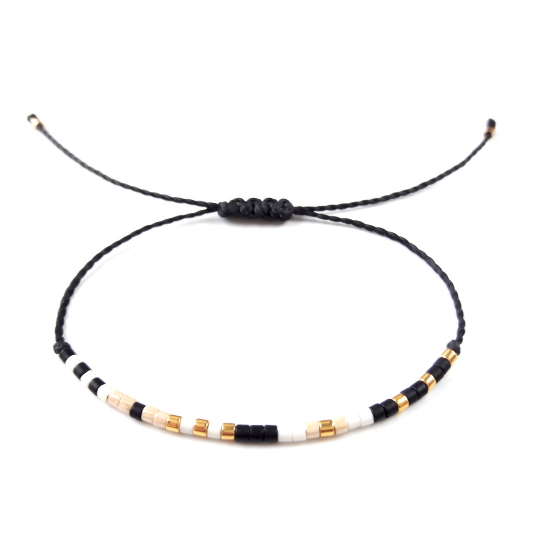 Tiny Delicate Bracelet, Layering Beaded Bracelet, Dainty Thread