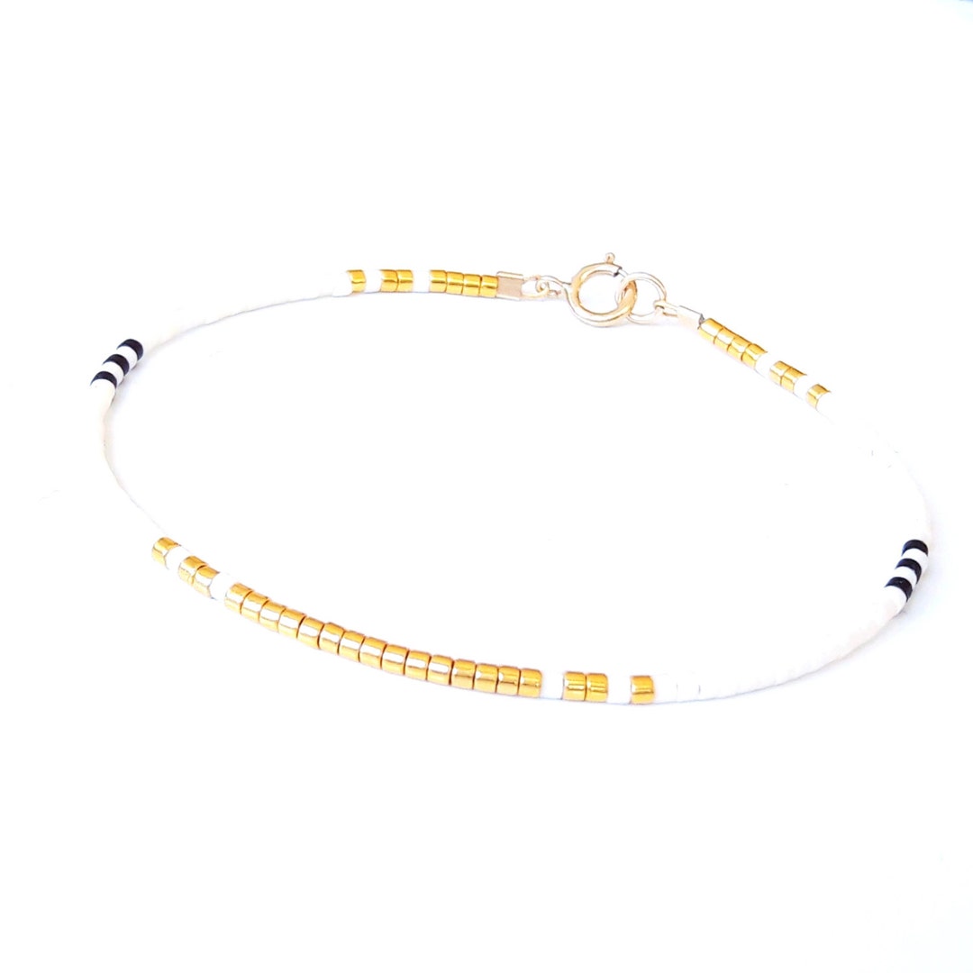 Bay Studio Green White Gold Tone Seed Bead Bracelet