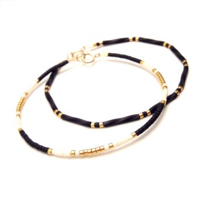 Black and gold Simple bracelet gold minimal jewelry tiny bead layering bracelet image 3