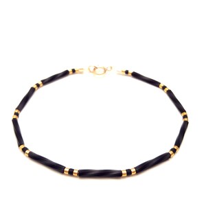 Black and gold Simple bracelet gold minimal jewelry tiny bead layering bracelet image 2