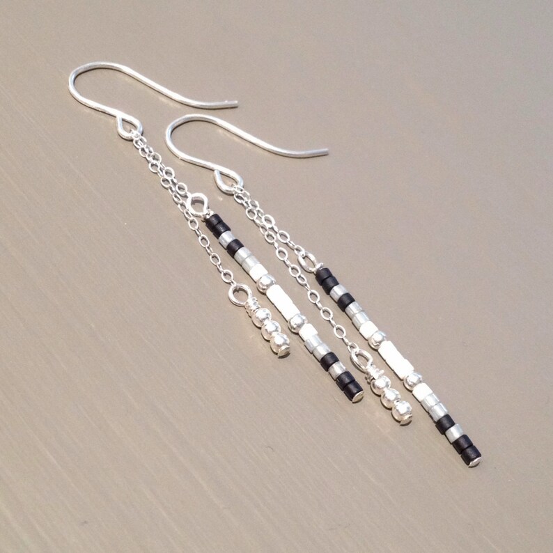 Sterling Silver Minimalist Earrings Dangle Silver Chain Etsy