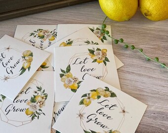 Bridal Shower Tags, Lemon Floral, Wedding Shower Tags, Lemon Theme, Let Love Grow, Wedding Tags, Amalfi Coast Theme, Download, Print at Home