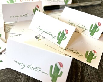 Place Cards for Christmas Dinner, Cactus Santa, Funny Cactus, Buffet Menu Markers, Place Setting Cards, Instant Download, Print at Home