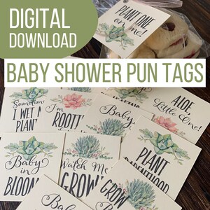 Sukkulenten Babyparty Tags, DIY lustige Pflanzen Wortspiel Tags, Sukkulenten Thema Partyartikel, zu Hause drucken, Pflanzen Thema Geschenkanhänger #BBSUCC42