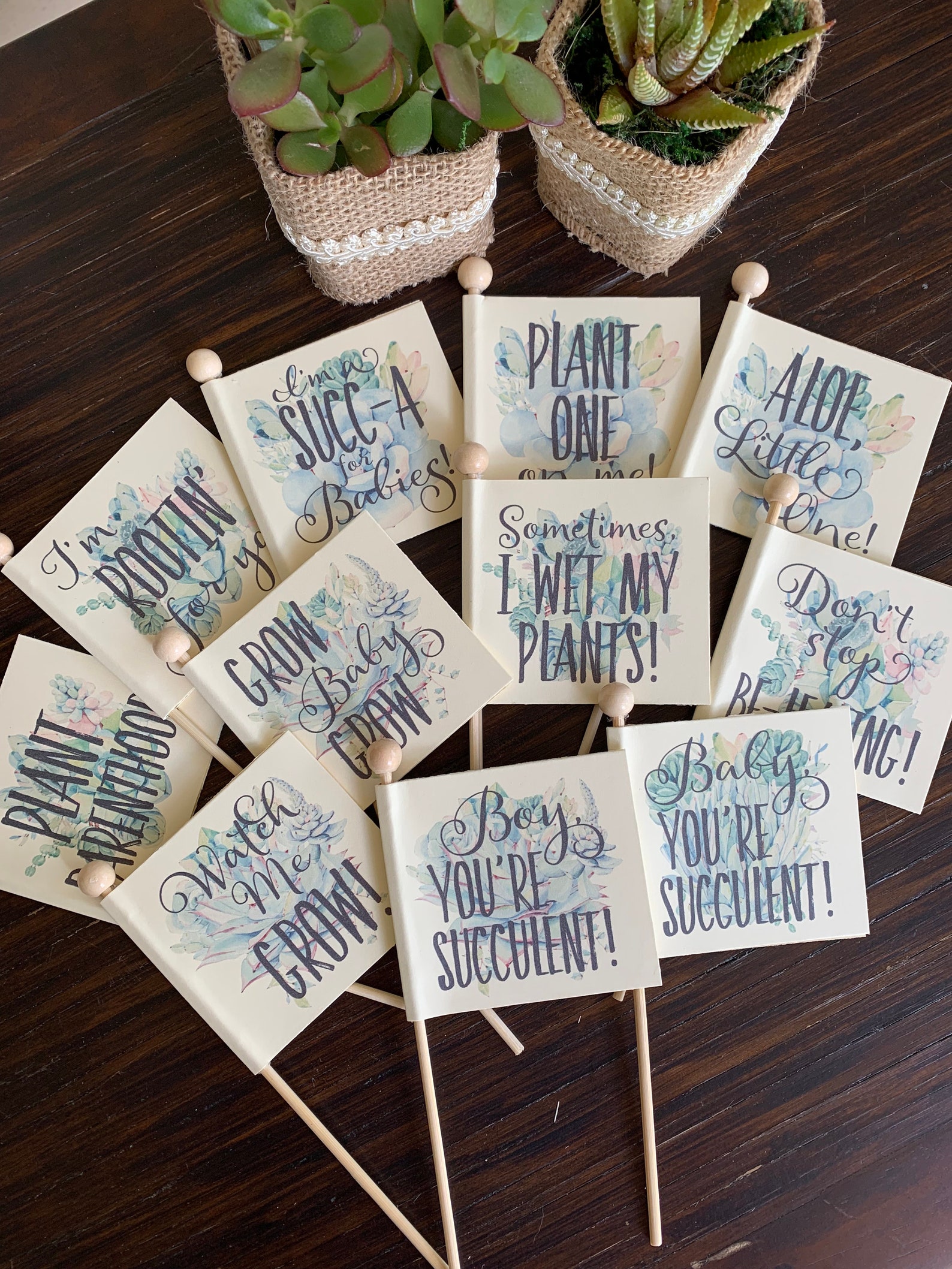 Boy Baby Shower Favor Tags Plant Puns and Customized Tags // Etsy