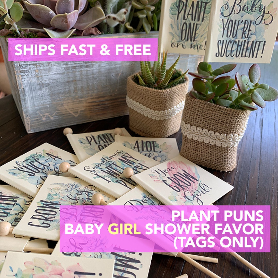 Girl Baby Shower Favor Tags Plant Puns Personalized Custom Etsy