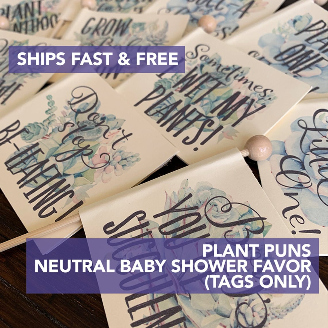 Baby Shower Favor Tags Plant Puns Personalized Custom Tags // Etsy