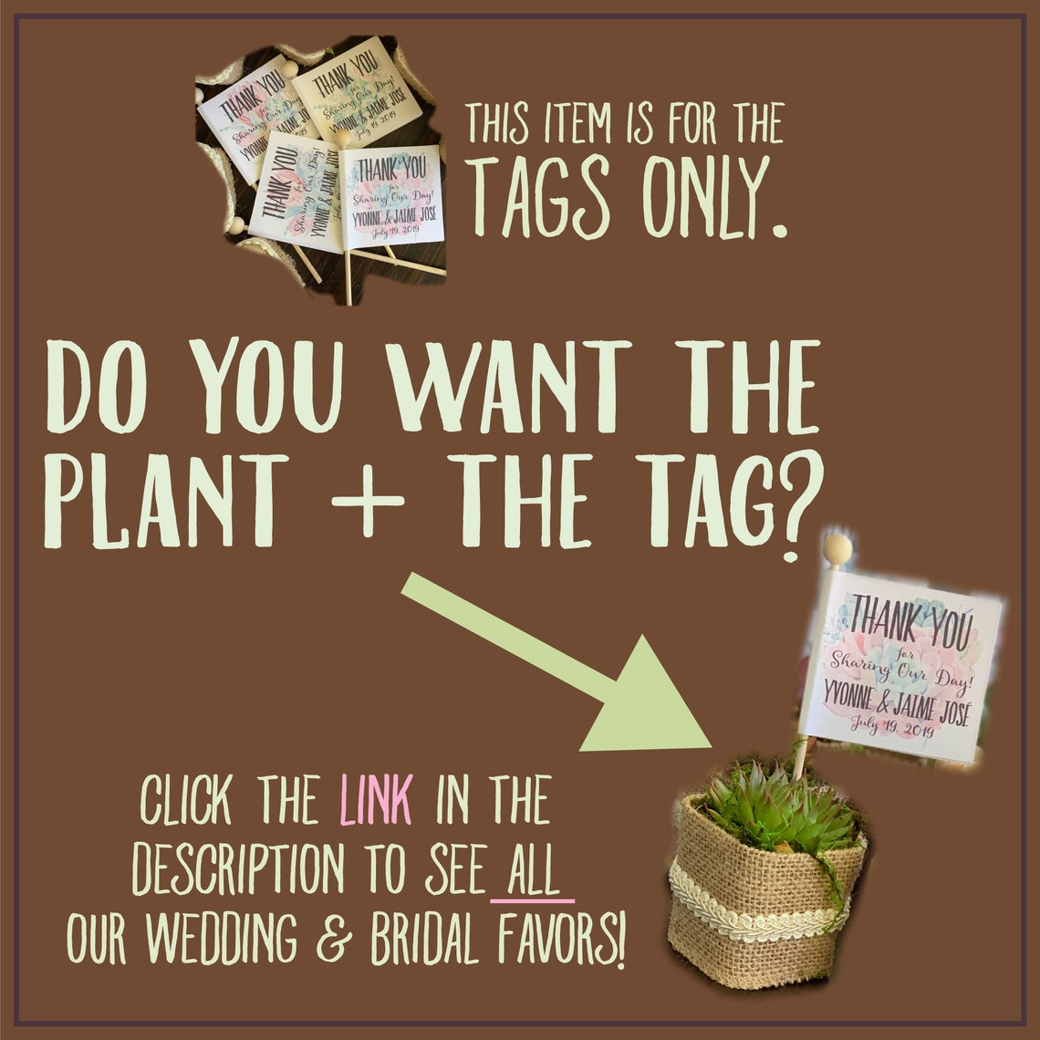 Baby Shower Favor Tags Plant Puns Personalized Custom Tags // Etsy