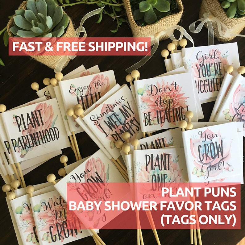 Baby Shower Favor Tags Plant Puns Personalized Custom Tags // Etsy