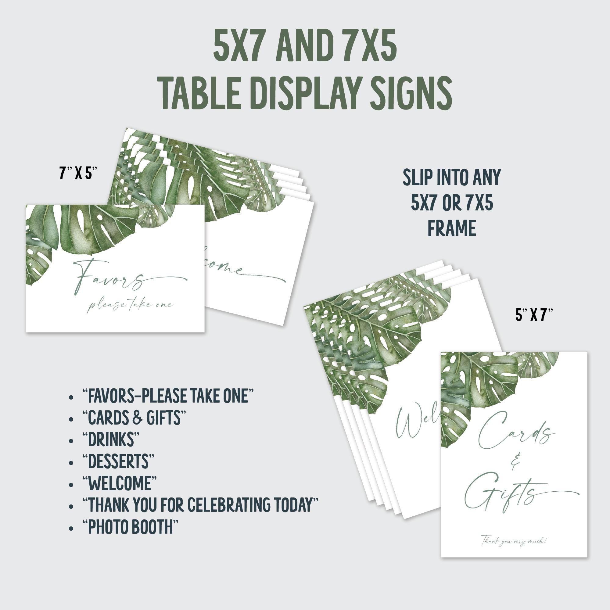 Monstera Table Numbers Matching Set Monstera Party Signs, Tags, Place Cards, Monstera Leaf ...
