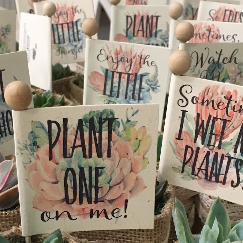 Girl Baby Shower Favor Tags Plant Puns Personalized Custom Etsy