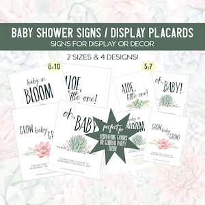 Baby Shower Plant Pun Signs, Succulent Theme Party Goods, Baby and Plant Puns, DIY Succulent Favor Signs Match Tags, Funny Sign #BBSUCC42