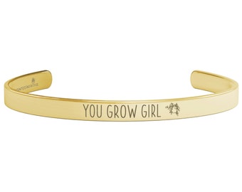 You Grow Girl Plant Pun Bracelet, Plant Lover Jewelry