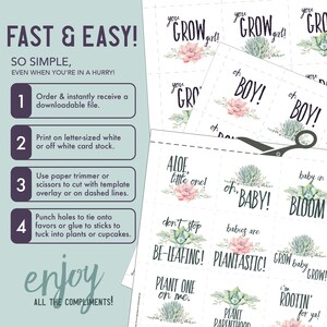 Succulent Baby Shower Tags, DIY Funny Plant Pun Tags, Succulent Theme Party Goods, Print at Home, Plant Theme Gift Tags #BBSUCC42 image 4
