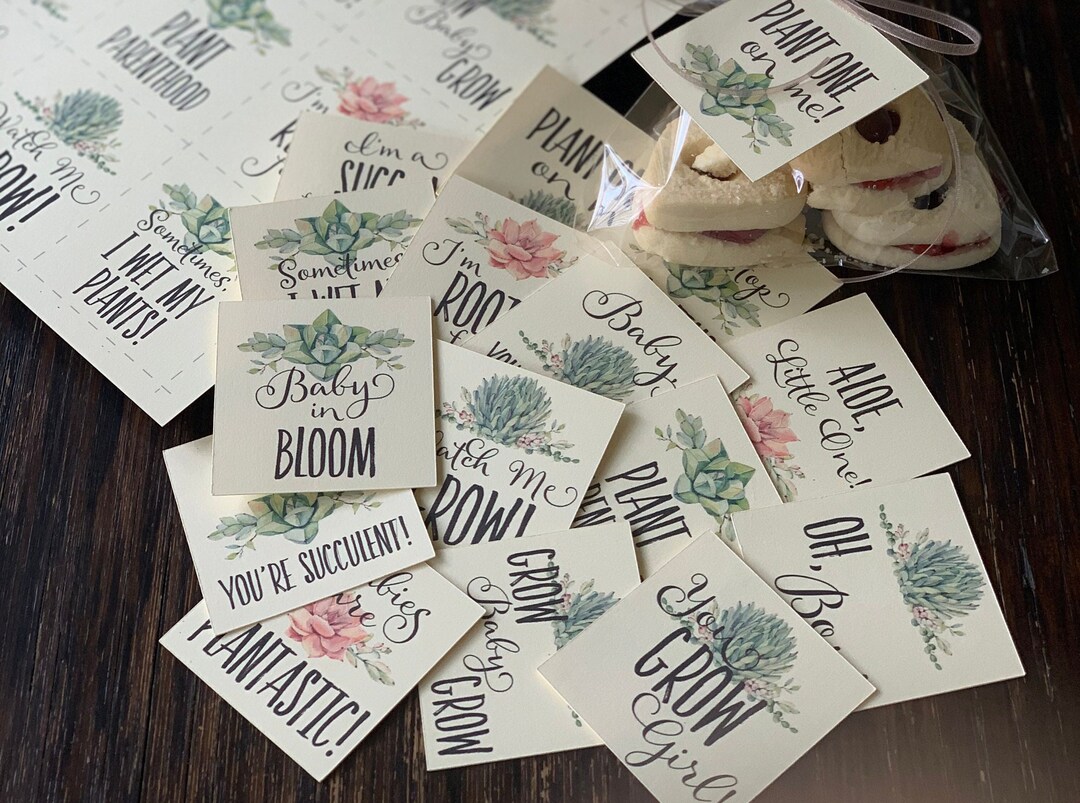 Digital Download Baby Shower Tags, Succulent Plant Puns, DIY Printable Tag, Succulent Favor Tags ...
