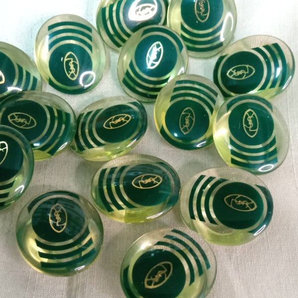 10 boutons ovales en plastique, couleur blanc et vert, 22*20 mm, vintage 1990, boutons italiens,