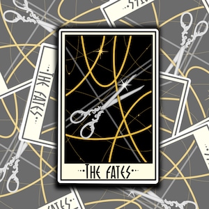 The fates tarot vinyl sticker; underworld tarot sticker; greek mythology sticker