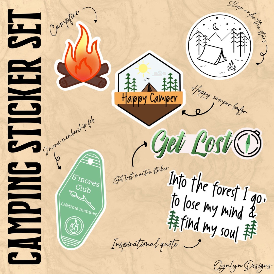 Camping Sticker Pack Camp Stickers Camping Vinyl Stickers Etsy