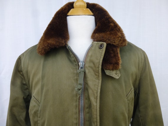 Vintage 50s US Military Utility Zipped Parka Jack… - image 3