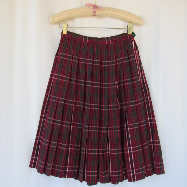 Vintage 50s 60s Plaid Woven Wool Full Pleated Teen Girl's Skirt Retro Mid-Century Schoolgirl Uniform Handmade | read description | Glam Garb