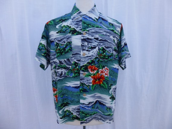 Vintage 50s Penney's 100% Rayon Hawaiian Ocean Pr… - image 2