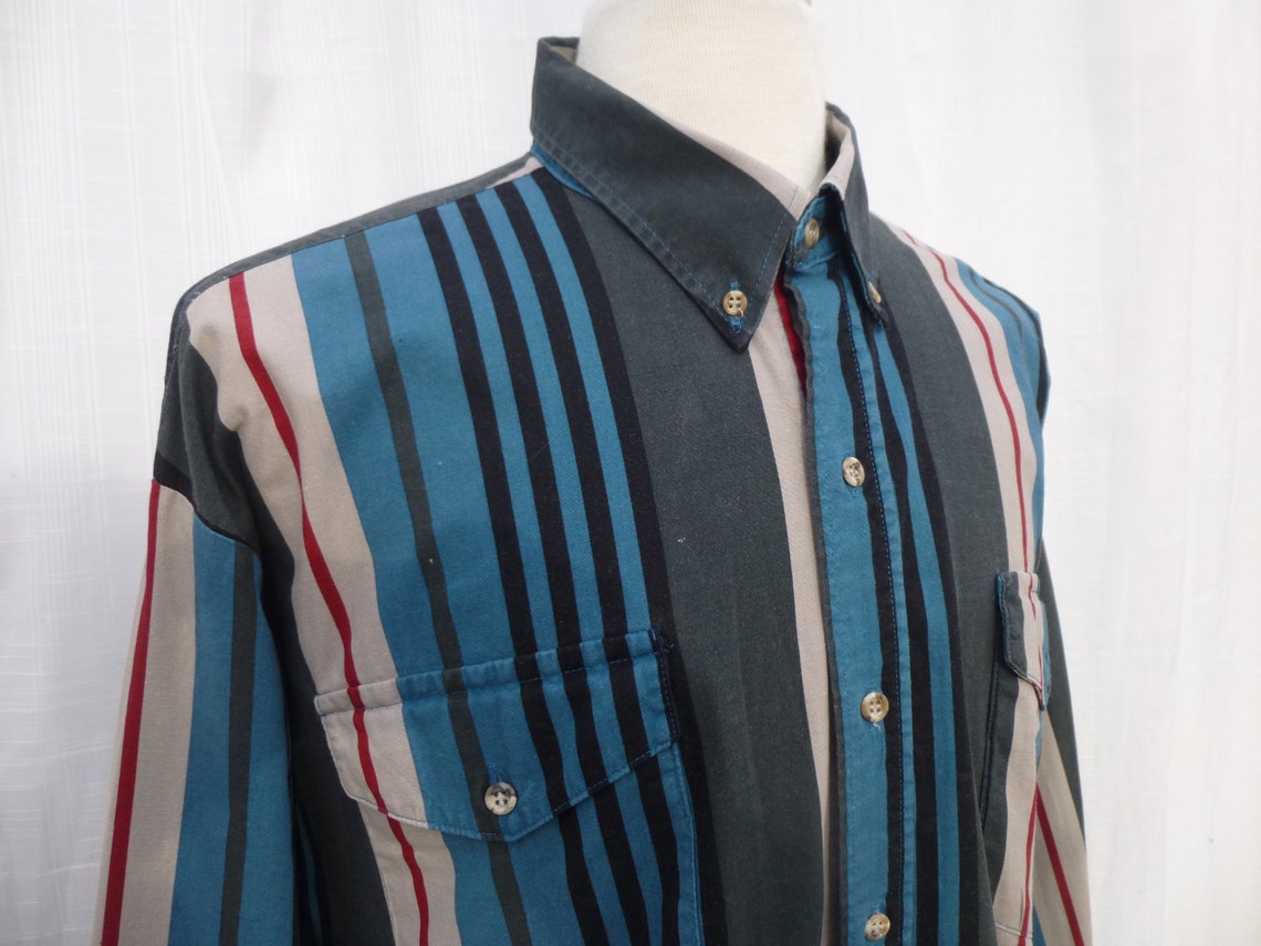 Vintage 80s Roper Rodeo Blue Western Geometric Striped 100% | Etsy